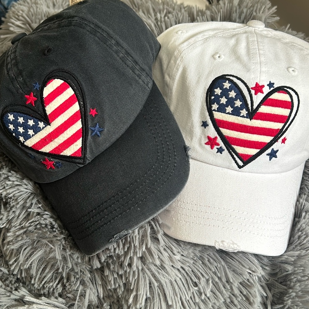 Flag HEART and stars Washed Vintage Ballcap